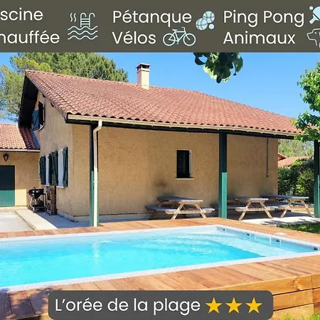 Prázdninový dům L'oree De La Plage, 15 Pers, Charmante Maison Renovee Classee 3 Etoiles - Piscine Chauffee - Terrain De Petanque - Ping Pong A Vieux-boucau